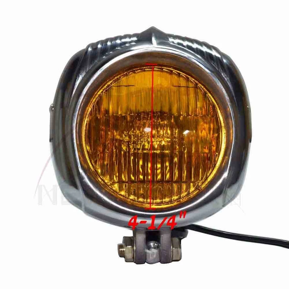 Lámpara de faro pulido de motocicleta aspecto vintage haz sellado para Harley Chopper Foto 3 de 4