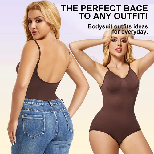 Body para mujer espalda baja control abdomen sin costuras espalda sin espalda modelador calzoncillos top - Imagen 11 de 44