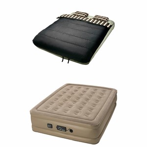 InstaBed 840017 Raised Queen Air Bed Mattress, Beige w/ 6 Piece Camping Bedding - Click1Get2 Half Price