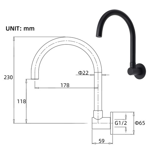 Matte Black Round Kitchen Mixer Spout Basin Faucet Shower Head Wall Rail Arm Set - Picture 109 of 225