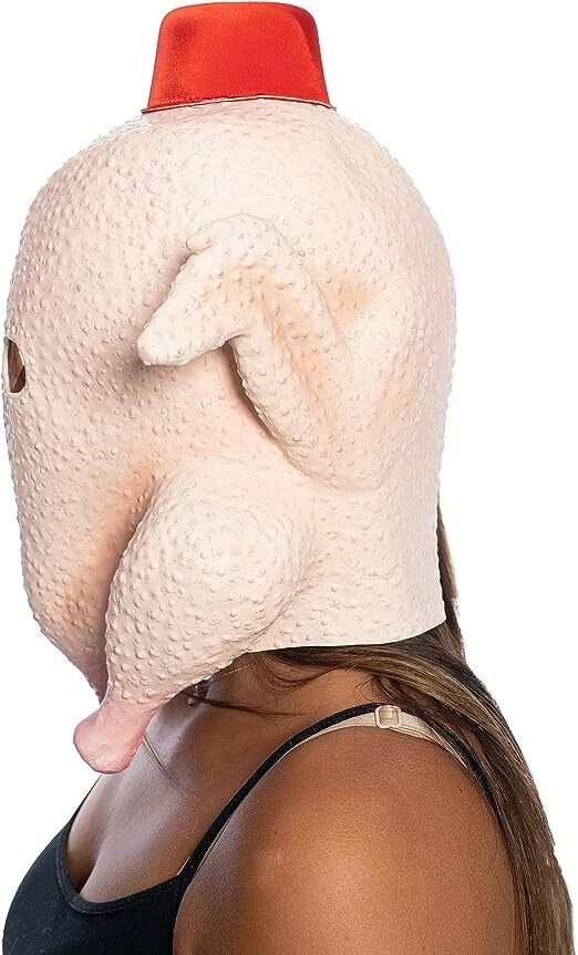 Unisex Turkey Head Mask and Glasses Halloween Cosplay Costume Latex Mask - Image 4 of 4