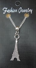 Eiffel Tower Pendant Necklace 18" or 24 Inch Chain Paris France Charm