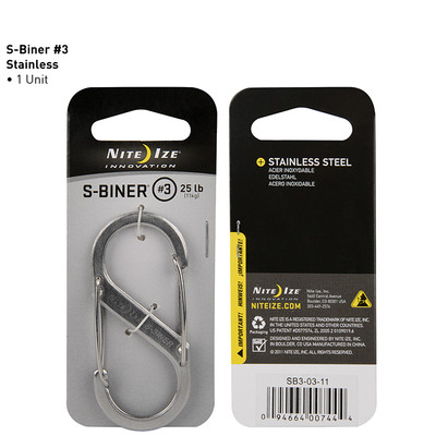 Nite Ize S-Biner SILBER Edelstahl Größe #3 (3''), Karabiner