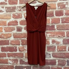 Ann Taylor Loft Dress Womens 4 Burgundy Dark Red Twist Waist Accent Sleeveless