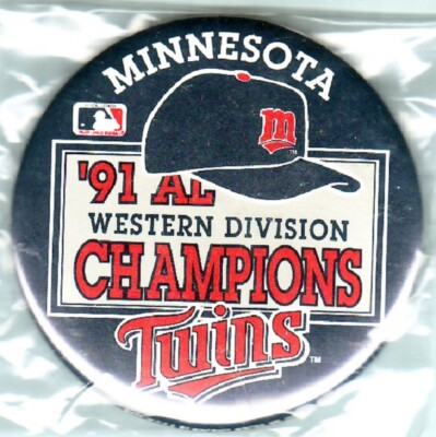 BUTTON MINNESOTA TWINS MLB 1991 A.L WEST DIVISION CHAMPIONS PIN PINBACK - L1