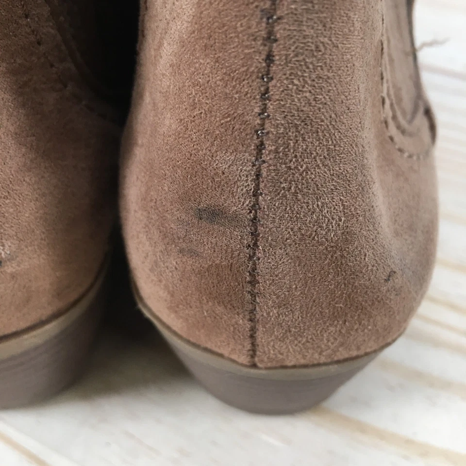 American Eagle Botas Mujer 6.5 Botines Sin Cordones Tacones Bloque Tela Beige Foto 4 de 4