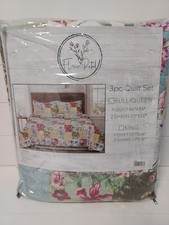 3 Pcs Quilt Set Bedspread Coverlet Flower Petal Full/ Queen Size 86 86