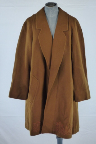 Cache D'OR Vintage Coat Cashmere Wool Blend 80s Brown Beautiful Lapel UK 10  - Afbeelding 1 van 12