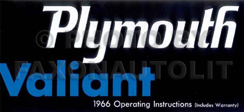 1966 Plymouth Valiant Owners Manual 66 NEW Owner Operating Instructions Guide
