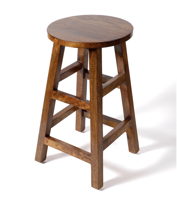 Solid Mango Wood Dark Breakfast Bar Kitchen Pub Café Stool Wooden