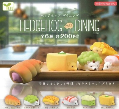 Hedgehog Dining Food Figure complete set 6 Capsule Toy NEW