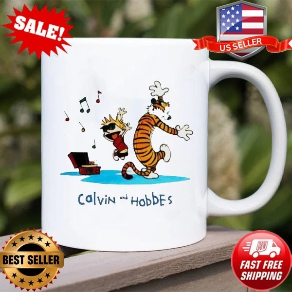 FUNNY Calvin And Hobbes White Coffee Mug 11 oz, Cute Cartoon Coffee Mug Gifts