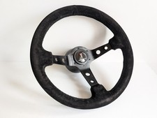 Steering Wheel Fits For Pontiac Fiero Sport Deep Dish Suede Black Leather 82-89