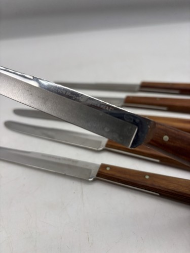 MCM Robeson Cutlery Wood Handles Shur-Edge Gourmet Knives Set Of 6 In Wood Case - Picture 3 of 16