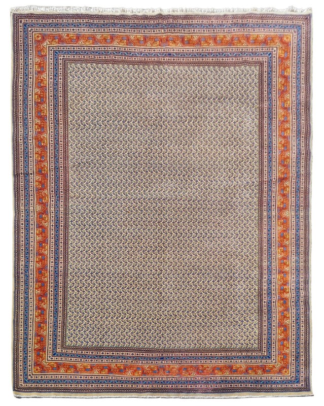 Rare Hand Knotted Vintage Sultanabad Badam Gul Mir Wool Area Rug 11 x 8 Ft