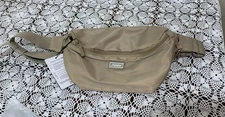 NWT The Foldie Anti-Theft Crossbody Bag Beige Tan RFID Fanny Pack Foldable New