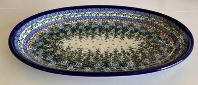 Polish Pottery Coleslaw s UNIKAT 416 Oval Platter 14  Signed Kalich Hand Painted