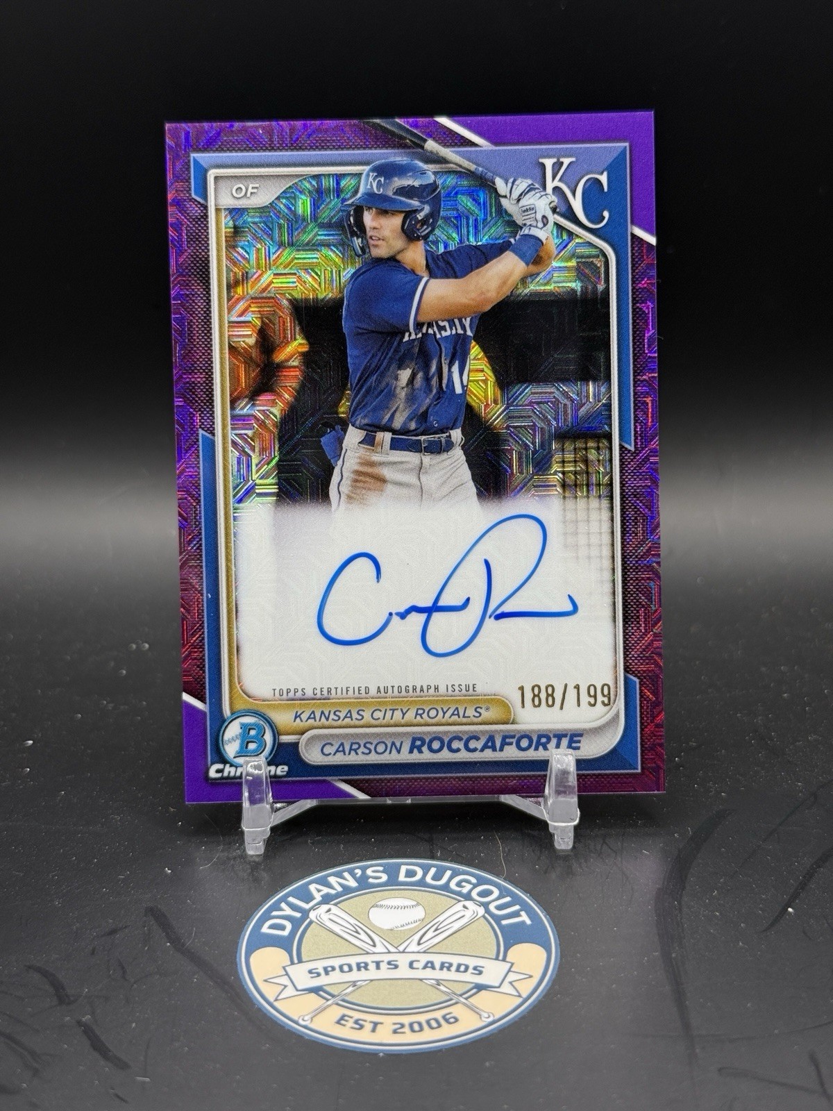 2024 Bowman Chrome Prospect Mega Box Carson Roccaforte #BMA-CR Purple Auto /199