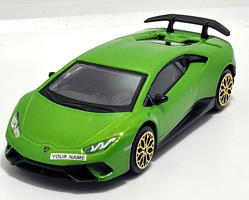 Lamborghini Huracan Performante Green FREE PERSONALISED PLATES Model Car Boxed