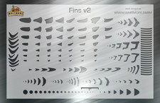 Fins v2 Assortment Fishing Lure Airbrush Stencil Fins and Gills - Mylar Reusable