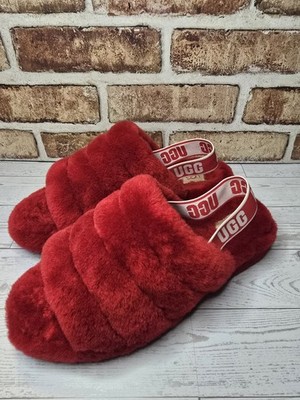 UGG Australia Women Fluff Yeah Slide Red Ribbon US Size 10