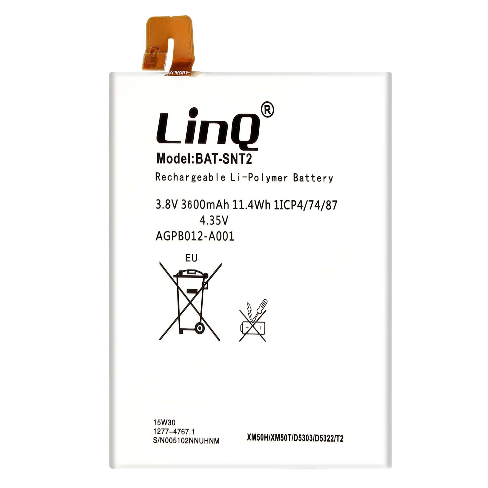 Batterie Xperia T2 Ultra 3600mAh LinQ bloc d'alimentation Li-Polymer