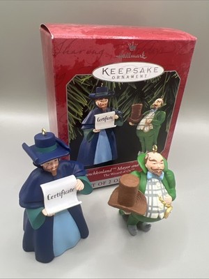 Hallmark  Munchkinland Mayor and Coroner  1998 Ornaments Vintage QX6463 NIB