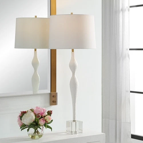 Uttermost Helena Slender White Table Lamp - 36"H, Shade 10"H x 14"Dia - Picture 2 of 7