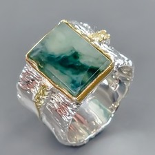 New year gift Natural Moss Agate Ring 925 Sterling Silver Size 7 /R433088