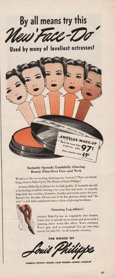1944 The House of Louis Philippe Angelus Make-Up Face-Do Vintage Cosmetic Ad