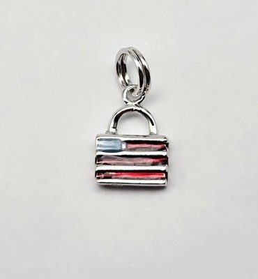 Sterling Silver American Flag Charm Pendant Red White Blue Enamel USA 925 - 1.2g