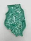 Royal Haeger R1892-S Illinois Land Of Lincoln Teal Cigarette Cigar Ashtray USA