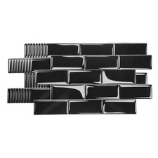 10Pcs 9.4"x4.7" Peel and Stick Backsplash Tiles Mable Tile Stickers, Black