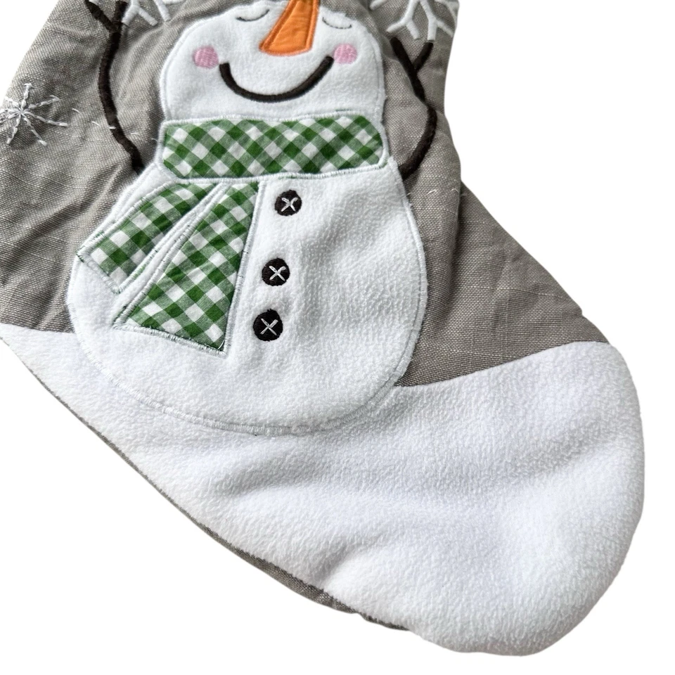 Medias de muñeco de nieve Pottery Barn acolchadas grises copos de nieve vacaciones de Navidad sin mono Foto 3 de 4