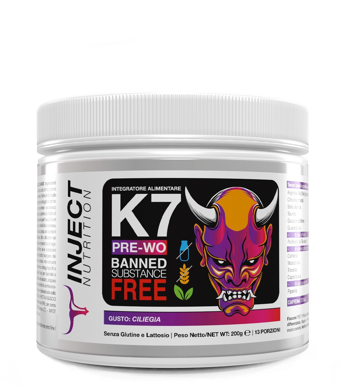 K7 Pre-Wo (200g) INJECT NUTRITION - Energia Esplosiva e Focus Mentale