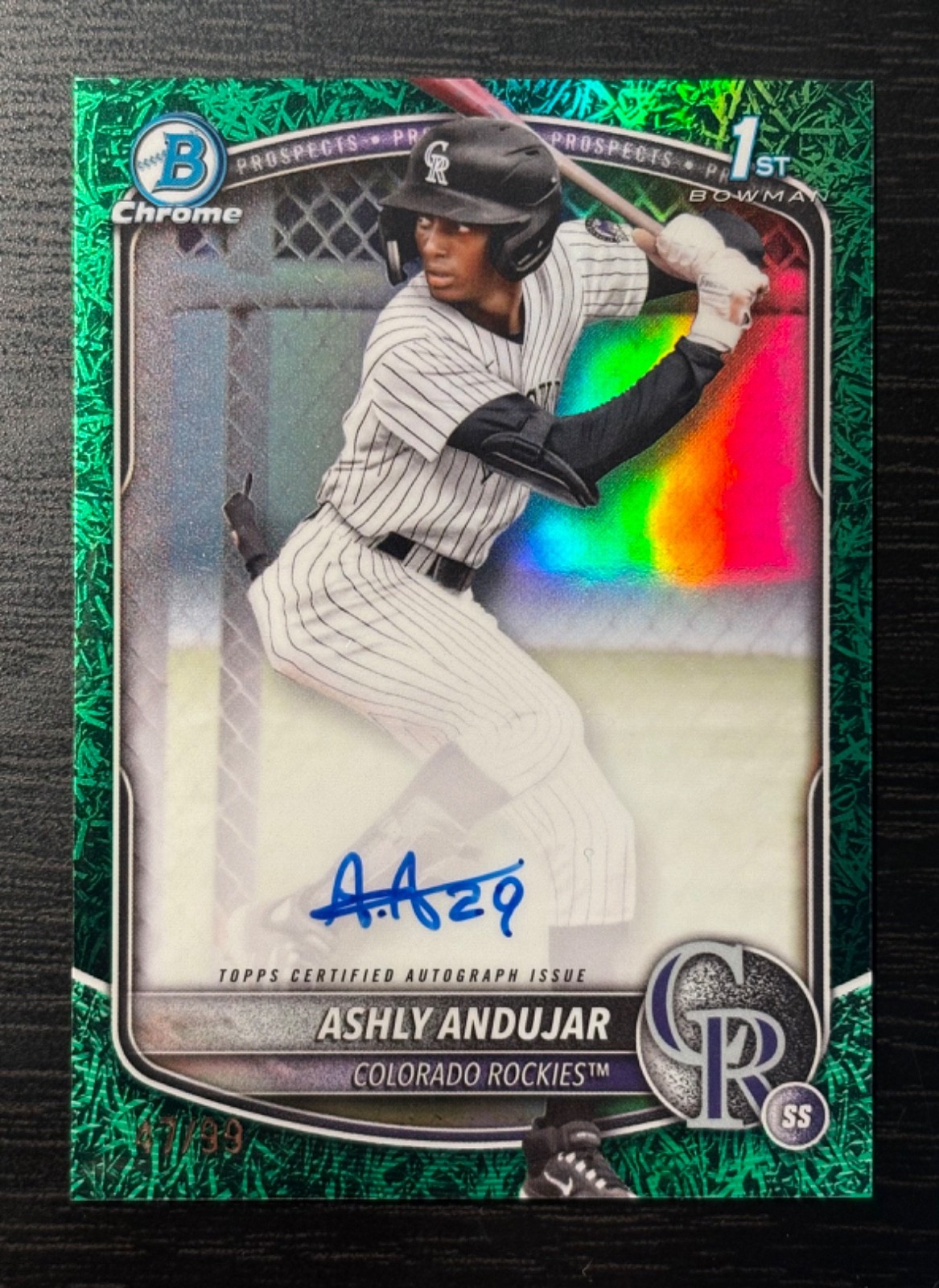 2025 Bowman - Chrome Prospect Autographs Ashly Andujar #CPA-AA Green Grass /99