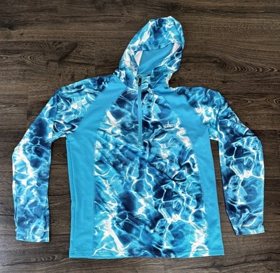 Habit Solar Factor UPF 40+ Hoodie Blue Tie Dye Performance M Boat Spring Summer