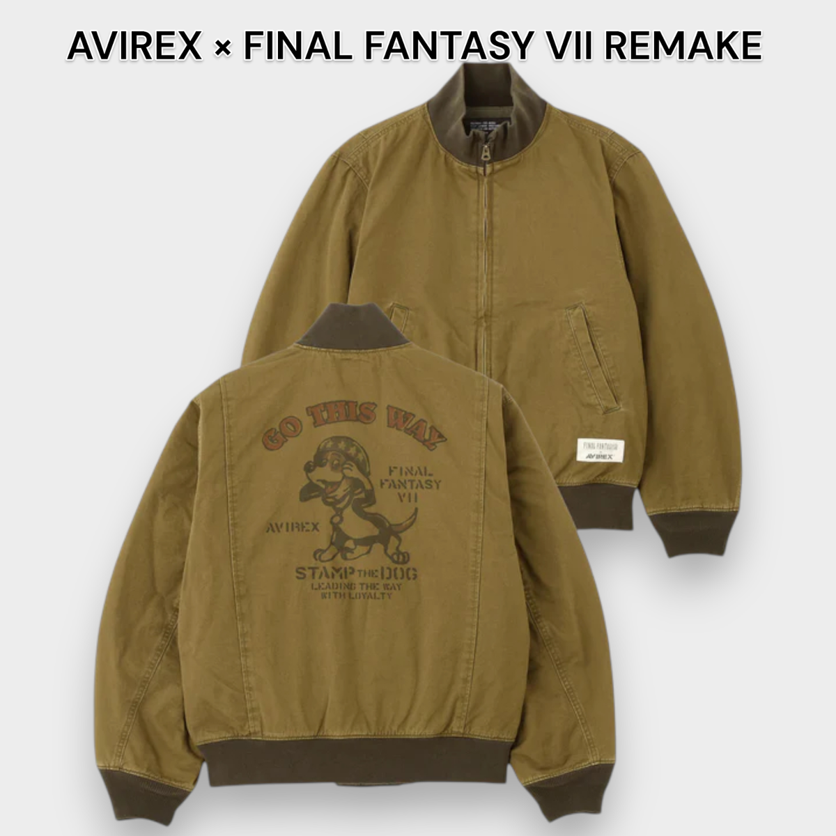 AVIREX × FINAL FANTASY VII REMAKE TANKERS STAMP DOG Olive Japan