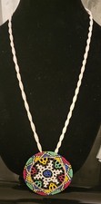 Handmade Native American Style Beaded Medallion Necklace   Multicolor Seed Beads