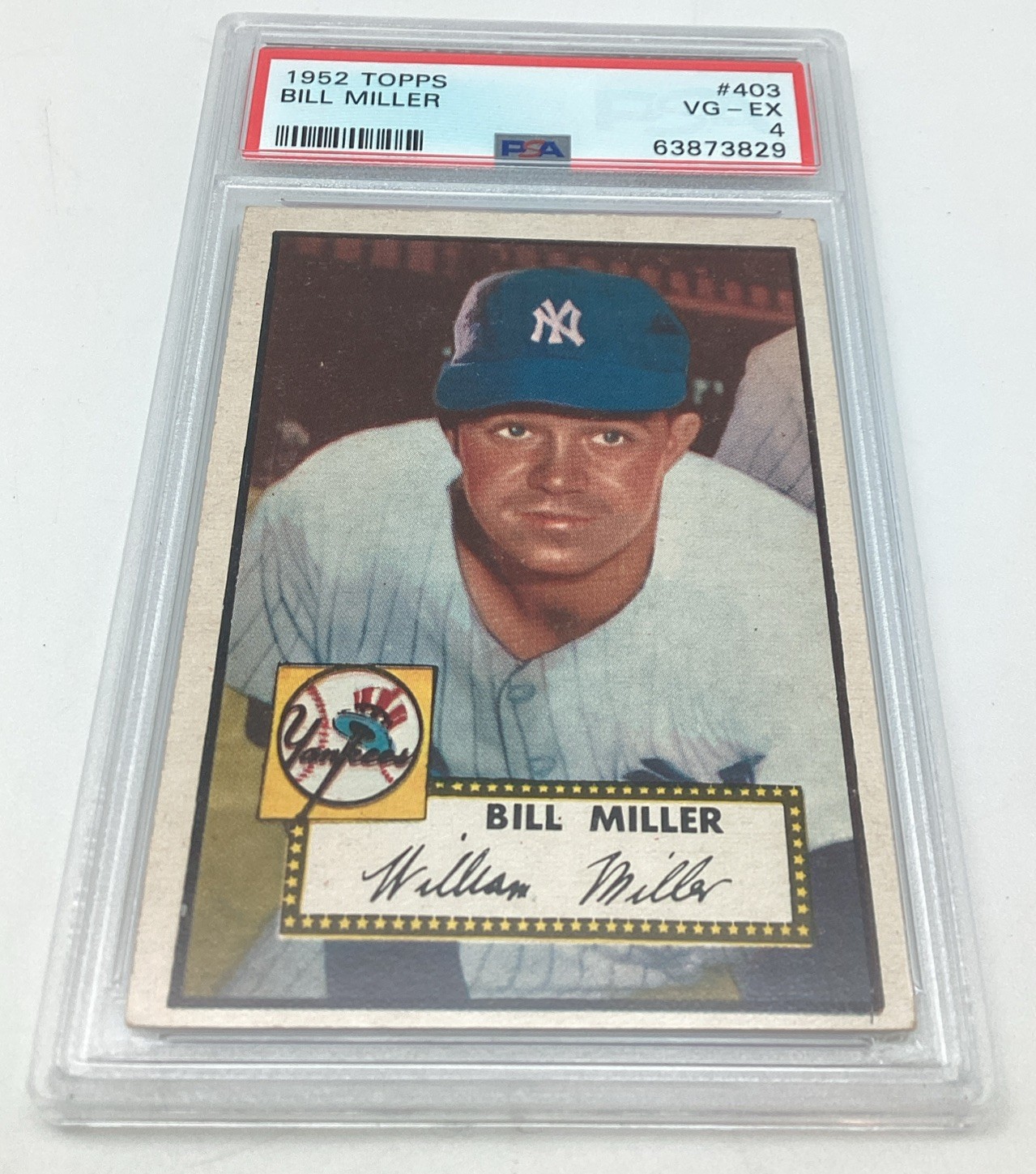 1952 Topps #403 Bill Miller PSA 4 RC Rookie High Number Yankees