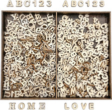 592 Pieces 1/2 Inch Mini Wooden Alphabet Letters and Unfinished Wood Numbers wit
