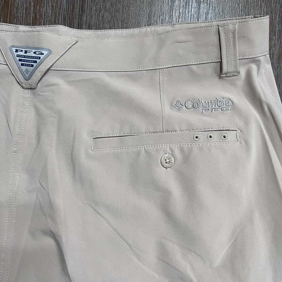 Pantalones Cortos Para Hombres Columbia Grander Marlin II Offshore Beige 40W PFG Pesca UPF 50 Foto 3 de 4
