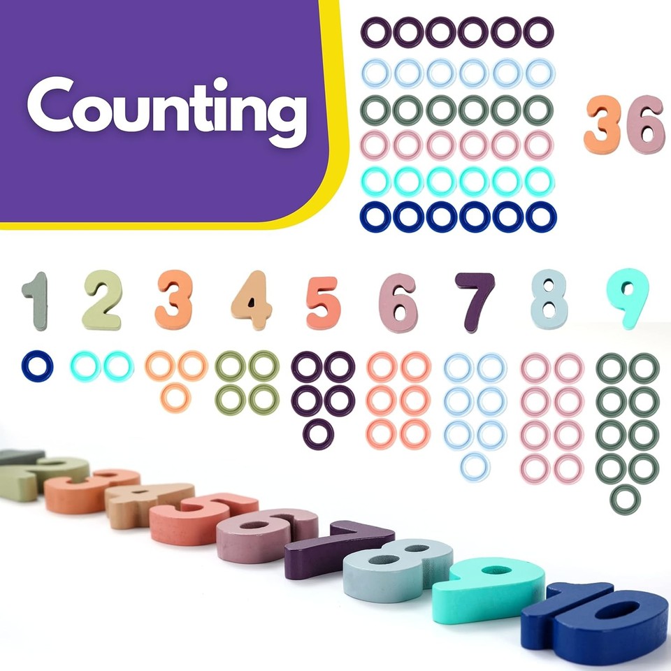 Toddler Montessori Toys Teaches Number, Counting, Math, Stacking Fun ...