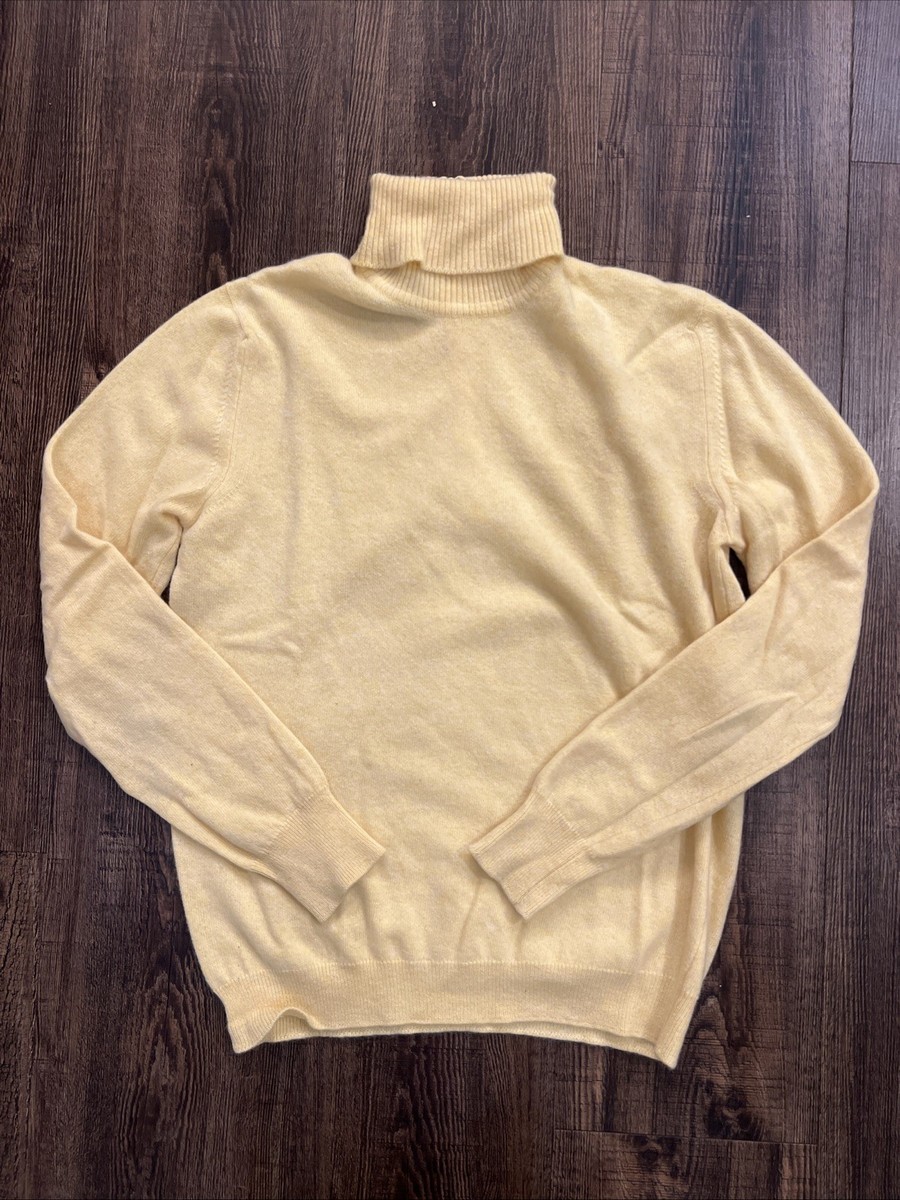 Vintage Pringle of Scotland 100% Cashmere Yellow Turtleneck