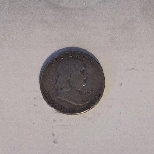 1951 Silver Franklin Half Dollar - 90% Silver Coin. 50C.
