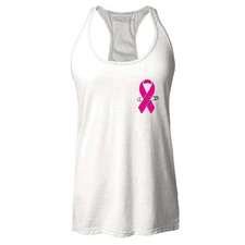Breast Cancer Ribbon Pin Racerback Tank Top Awareness Support Shirt