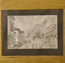 Argenta, la Torre. prov. Ferrara - Disegno originale Matita E Acquerello 18x14cm