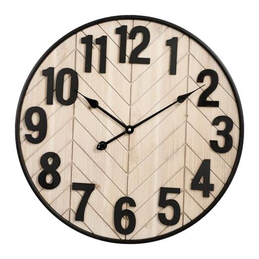24 Inch Large Wall Clock for Living Room Decor, Rustic Woode