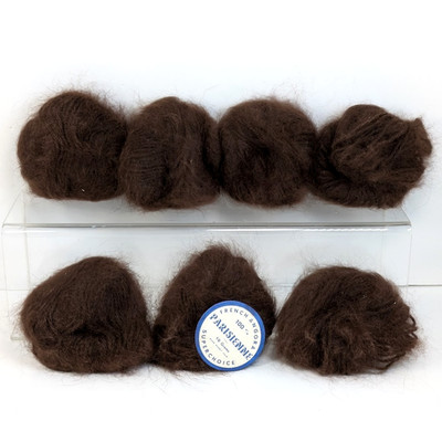 Parisienne 100% French Angora Superchoice Rabbit Hair Yarn 10gr (7) Brown Vtg