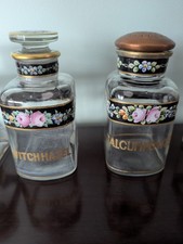 Antique Apothecary Bottles  Set Of Six. Hand Painted Glass.